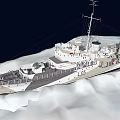 Military Warship Sailing On Open Sea With Deck Equipment Superstructure And Hull Features