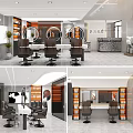 Modern Hair Salon Interior Design With Styling Chairs Mirrors Workstations And Shelves