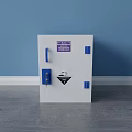 White Corrosive Safety Storage Cabinet With Blue Handles And Class 8 Label