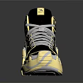 High Top Black And Gold Sneakers With Modern Structured Sole Design