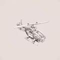White Intricate Helicopter Model With Visible Mechanical Structure And Rotors 3d model