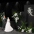 Elegant Wedding Floral Installation With Greenery White Flowers Bride And Groom