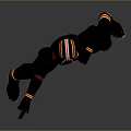 Armored Insect Inspired Character In Black Red Yellow Battle Stance Pointing Forward