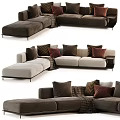 Modern Sectional Sofa With Spacious Comfortable Seating Decorative Pillows And Throw Blanket 3d model