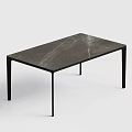 Modern Minimalist Dining Table With Sleek Marble Top And Black Metal Legs