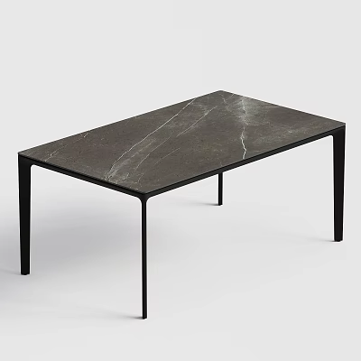 Modern Minimalist Dining Table With Sleek Marble Top And Black Metal Legs 3d model