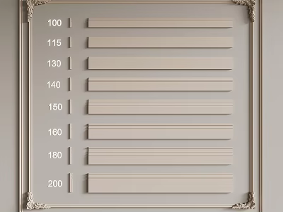Decorative Corner Lines Frame With Horizontal Strips And Numbered Markers 3d model