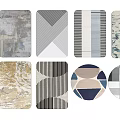 Modern Square Rugs Featuring Geometric Patterns And Abstract Designs In Neutral Tones 3d model