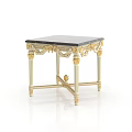 Elegant Corner Table With Golden Carved Frame And Black Marble Top
