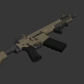 Tan Tactical Rifle With Modern Rail System Magazine And Muzzle Device Design 3d model