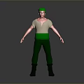 3D Character Model With Green Hair White Shirt Green Pants And Black Boots