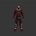 3D Character Design With White Hair Mask Black Tactical Vest And Blue Pants