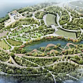 Scenic Park Landscape With Winding Paths Green Lawns Lush Vegetation And Water Area