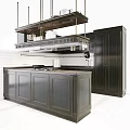 Modern Kitchen Interior With Dark Cabinets Island Counter And Range Hood 3d model