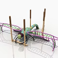 Colorful Dragonfly Shaped Playground Equipment With Climbing Net And Support Poles