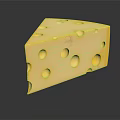 Yellow Cheese Wedge With Holes On Black Background And Reflection 3d model