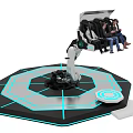 Immersive VR Experience Setup With Rotating Platform Seats And Neon Light Design 3d model