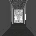 Modern Public Restroom Corridor With Marble Floor Ceiling Decor And Human Figure Signs