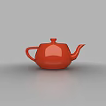 Red Tea Set With Large Teapot And Small Teacups For Home Use 3d model