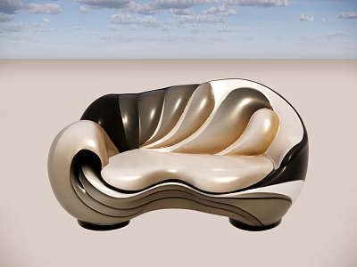 Abstract Curved Sofa Featuring Modern Artistic Design And Sleek Contrasting Colors 3d model