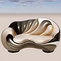 Abstract Curved Sofa Featuring Modern Artistic Design And Sleek Contrasting Colors