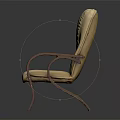 Modern Minimalist Single Sofa With Beige Leather Like Upholstery Wooden Armrests And Stitched Backrest