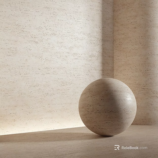 Light Beige Textured Wall And Sphere Decor In Minimal Space 3d model