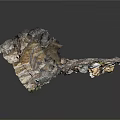 Natural Wood Stone with Layered Structure Varied Textures Colors Rough Surface and Green Moss Accents