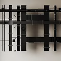 Black Industrial Pipes Structure with Metal Supports and Component Details