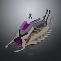 Small Humanoid Figure Standing On Large Futuristic Biomechanical Creature