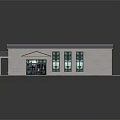 Modern School Building Featuring Gray Roof Large Glass Windows and Paved Entrance Porch