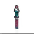 Colorful Pet Collar With Green Strap Pink Blue Pattern And Metal Buckle
