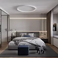 Minimalist Modern Bedroom Interior With Comfortable Bed And Large Window