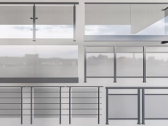 Modern glass railing glass guardrail glass fence 3d model