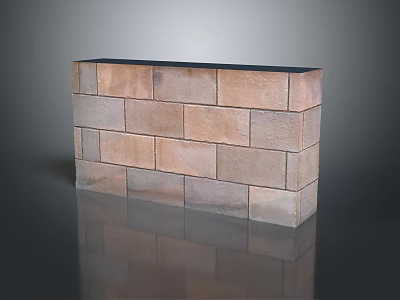 Textured Brown Beige Brick Structure With Modern Design And Reflective Base 3d model