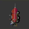 Two Red Mechanical Devices With Spiked Tops Side Logos And Base Supports 3d model