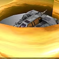 Futuristic Spacecraft With Metallic Structure And Cockpit Windows For Interstellar Travel