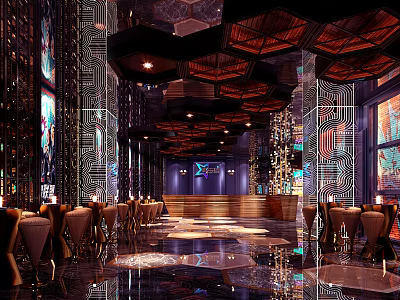 Modern Cinema Interior With Comfortable Seats Large Screen And Ambient Lighting 3d model