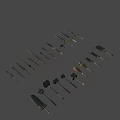 Collection of various types of melee weapons including swords axes and hammers