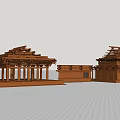 Ancient Architecture Wooden Model With Traditional Structure And Roof Framework Components 3d model