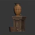 Home Living Supplies With Wooden Console Table Brass Balance Scale Carved Vase And Woven Basket