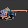 Woman With Blue Hair Practicing Single Leg Yoga Pose On Stone Platform
