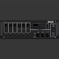 Black Headphone Speaker With Multiple Ports Knobs Display Screen And Mesh Texture