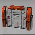 3D Model Industrial Red Gray Mechanical Control Panel With Green Indicator Light And Symbols