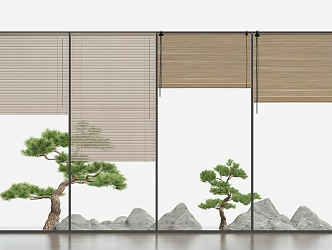 New Chinese venetian blinds bamboo blinds combination 3d model