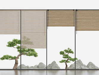 New Chinese venetian blinds bamboo blinds combination 3d model