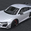 White Audi R8 Two Door Coupe With Black Wheels Red Brake Calipers And Sporty Spoiler