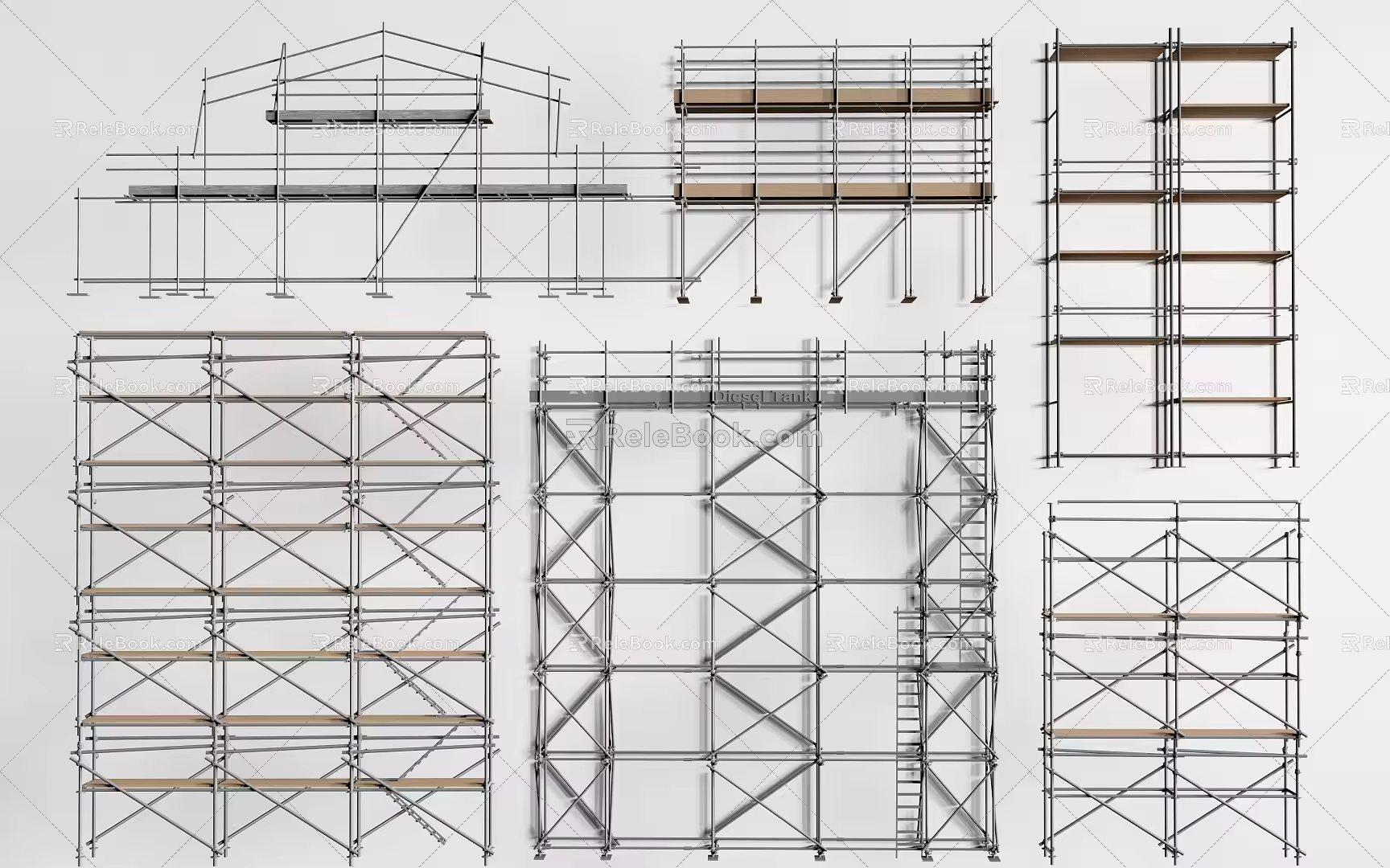 Modern steel pipe scaffolding construction scaffolding mobile scaffolding climbing ladder 3d model
