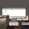 Modern Living And Dining Area With White Sofa Area Rug Dining Table And Chairs