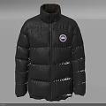 Dark Gray Quilted Puffer Jacket With Stand Collar And Chest Logo 3d model